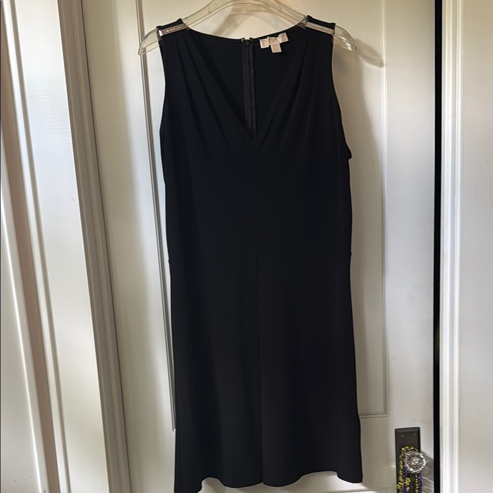 Michael Kors Black Midi Dress V-Neck Sleeveless Size 12